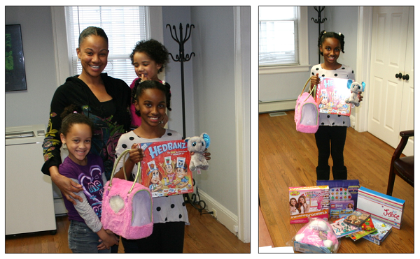 Priya donates her presents to the kids at the shelter